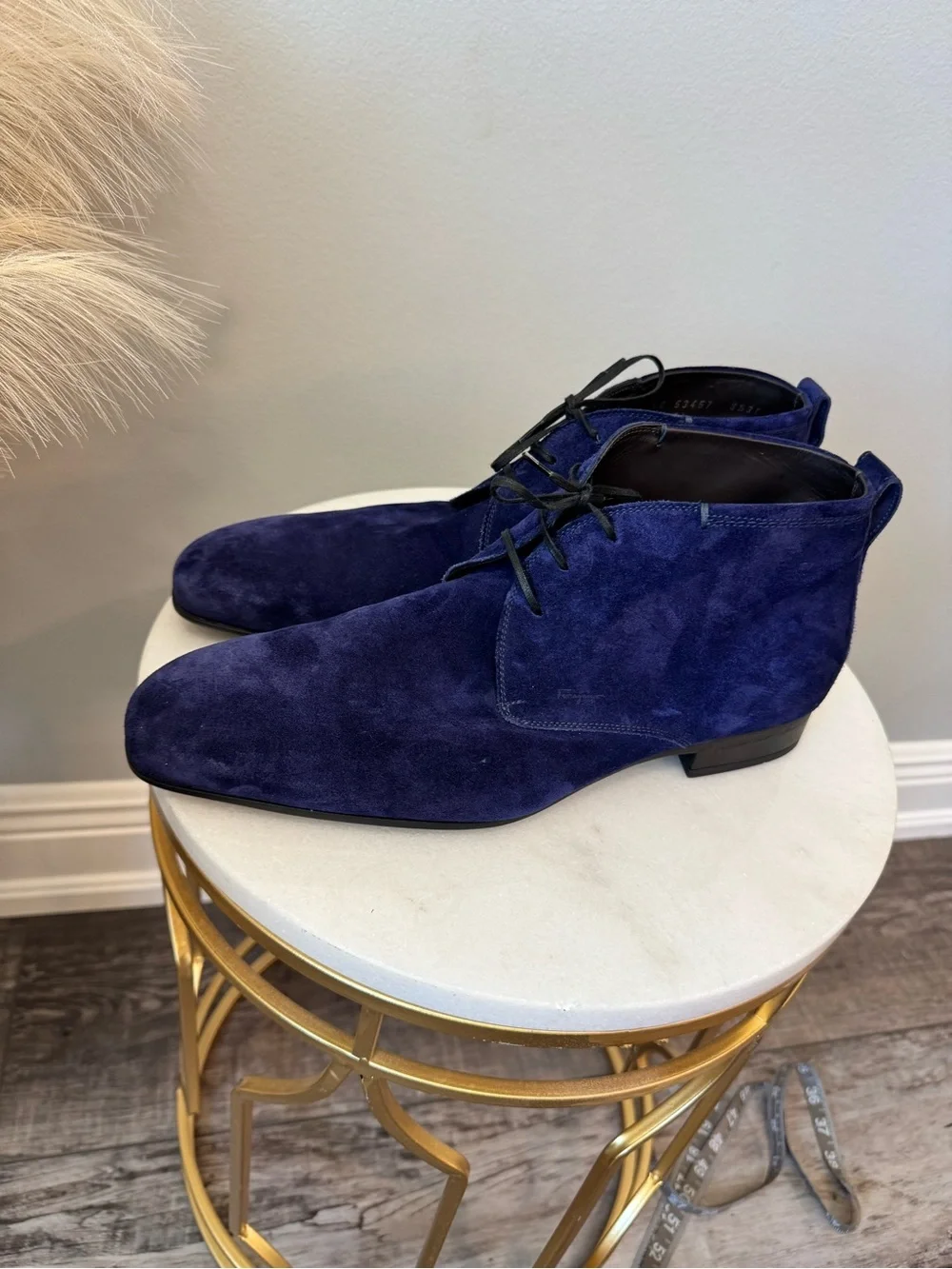 Salvatore Ferragamo Men’s Royal Blue Suede Ankle Boots